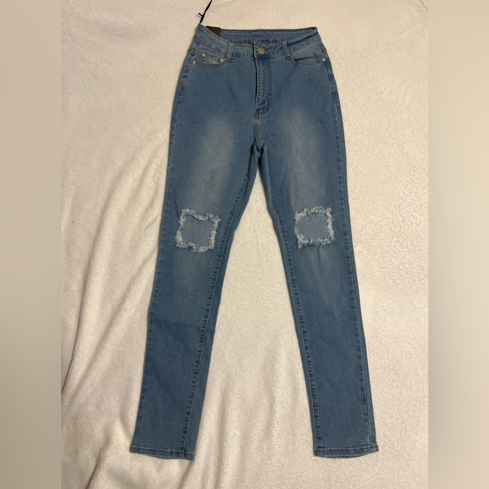 High-rise Light Wash Skinny Jeans